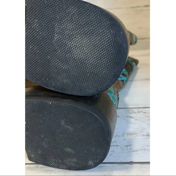 Cavender's Embroidered Square Toe Western Boots Sz 8.5B - Picture 7 of 12